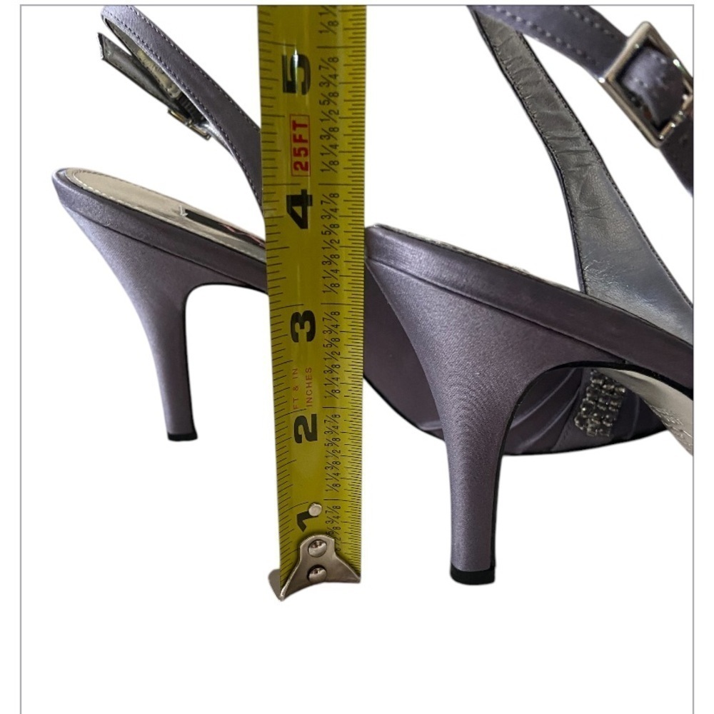 Nina Women's Gray Embellished Peep-Toe Heels Size 8 - Picture 7 of 8